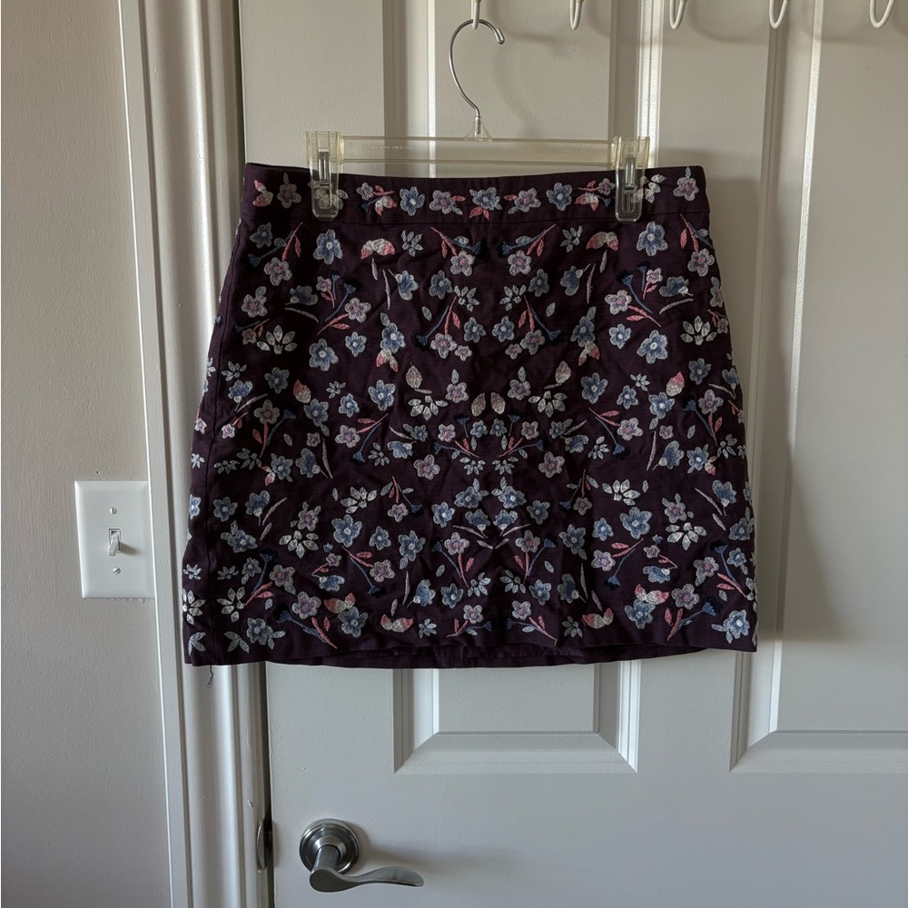 LOFT Purple Floral Pencil Skirt